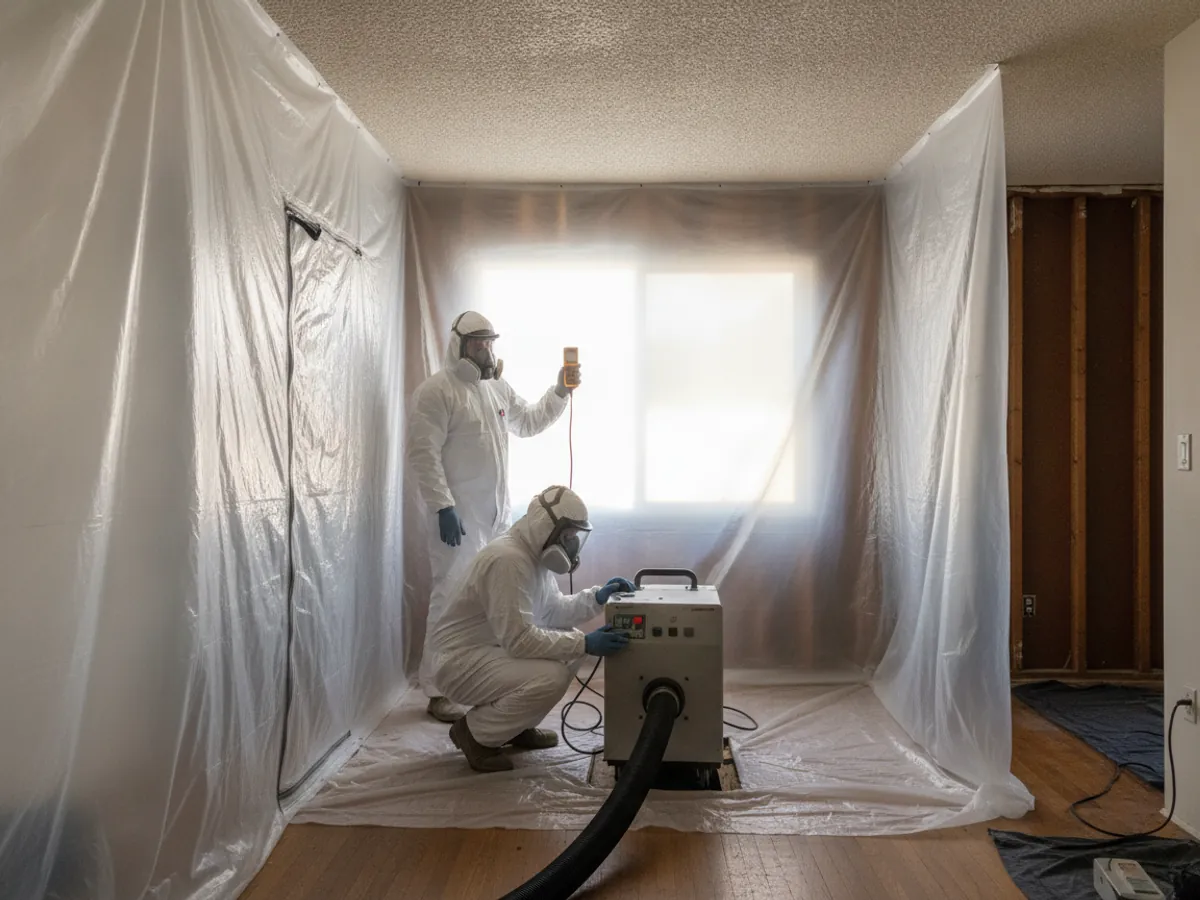 Mold remediation containment and air scrubbing in a Van Nuys home